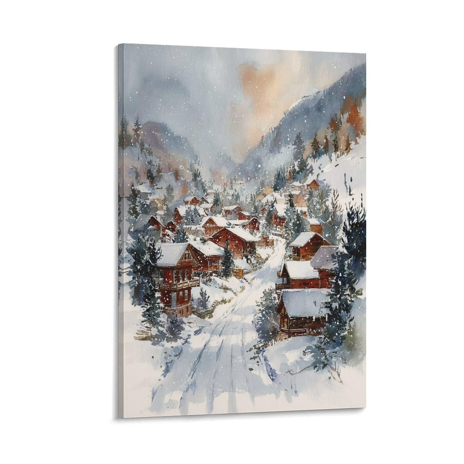 Xwymxz Frame-Style Steamboat Springs Winter Watercolor 20X30inch(50X75cm) Vintage Travel Poster Watercolor Canvas Art