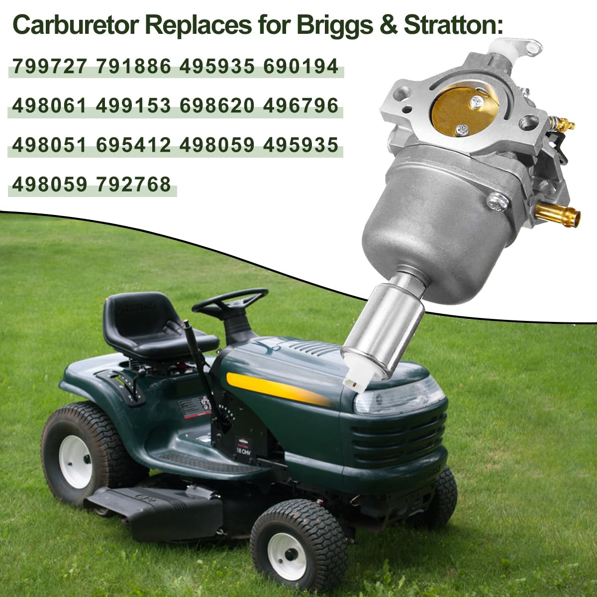 799727 Gaźnik do Briggs i Stratton 698620 794572 14KM 15KM 16KM 17KM 17,5 KM 18KM 498061 499153 287707 287777 28N707 28N777 28P777 28Q77 CELLO DEL MOTOR