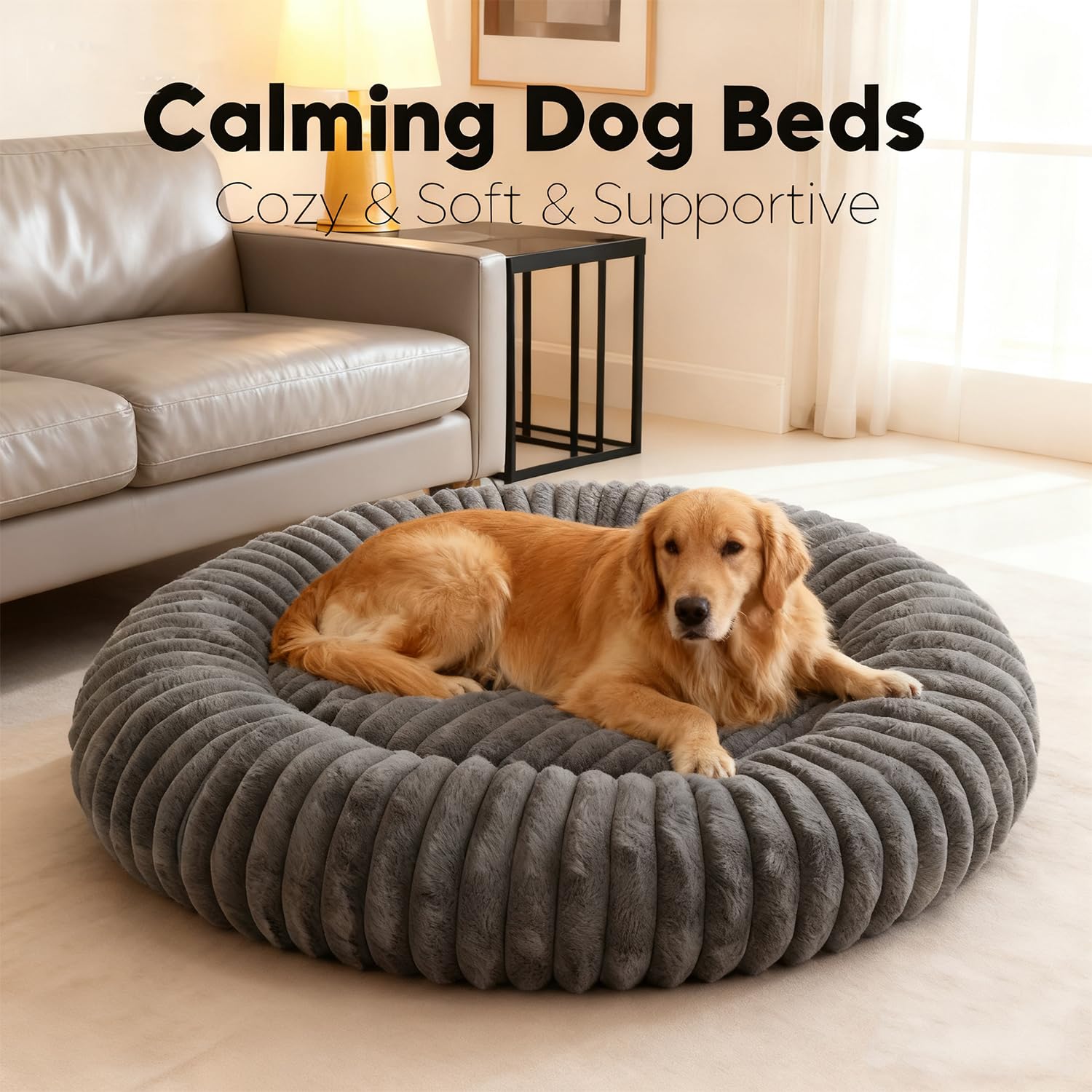 Cuccia Morbida per Cani Rotondo Cuscino Gatti Letto Donut Interno Soffice Lettino per Animali Domestici Cuccia per Gatto Fluffy Peluche Letto per Cani Letti per Cani (Grigio, Ø60 cm)