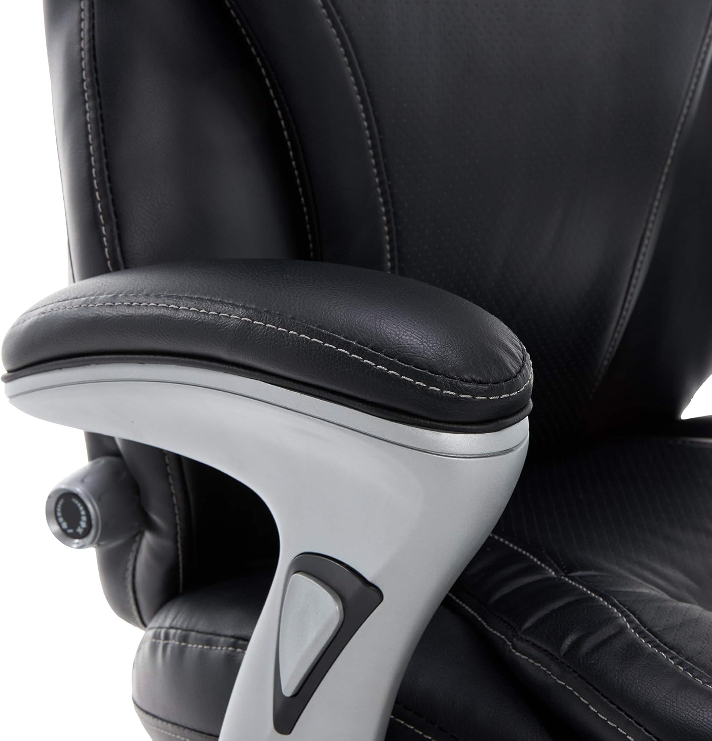 Serta Ergonomic Leather Computer Chair with Layered Memory Foam, Contoured Lumbar, Pillowed Headrest Executive Adjustable Office, Black : Office Products