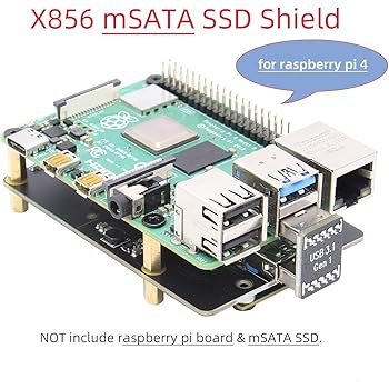 Geekworm Raspberry Pi 4 mSATA Shield, Raspberry Pi 4 Model B X856 mSATA SSD Expansion Board USB3.0 Module for Raspberry Pi 4B