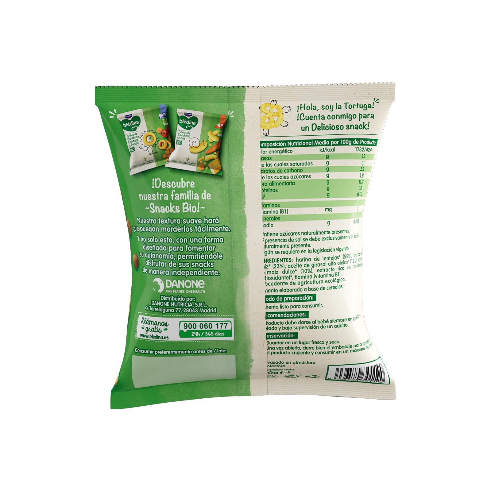 Blédina Snacks BIO Bolsas Lentejas y Maíz Sin Gluten Pack 8x20g