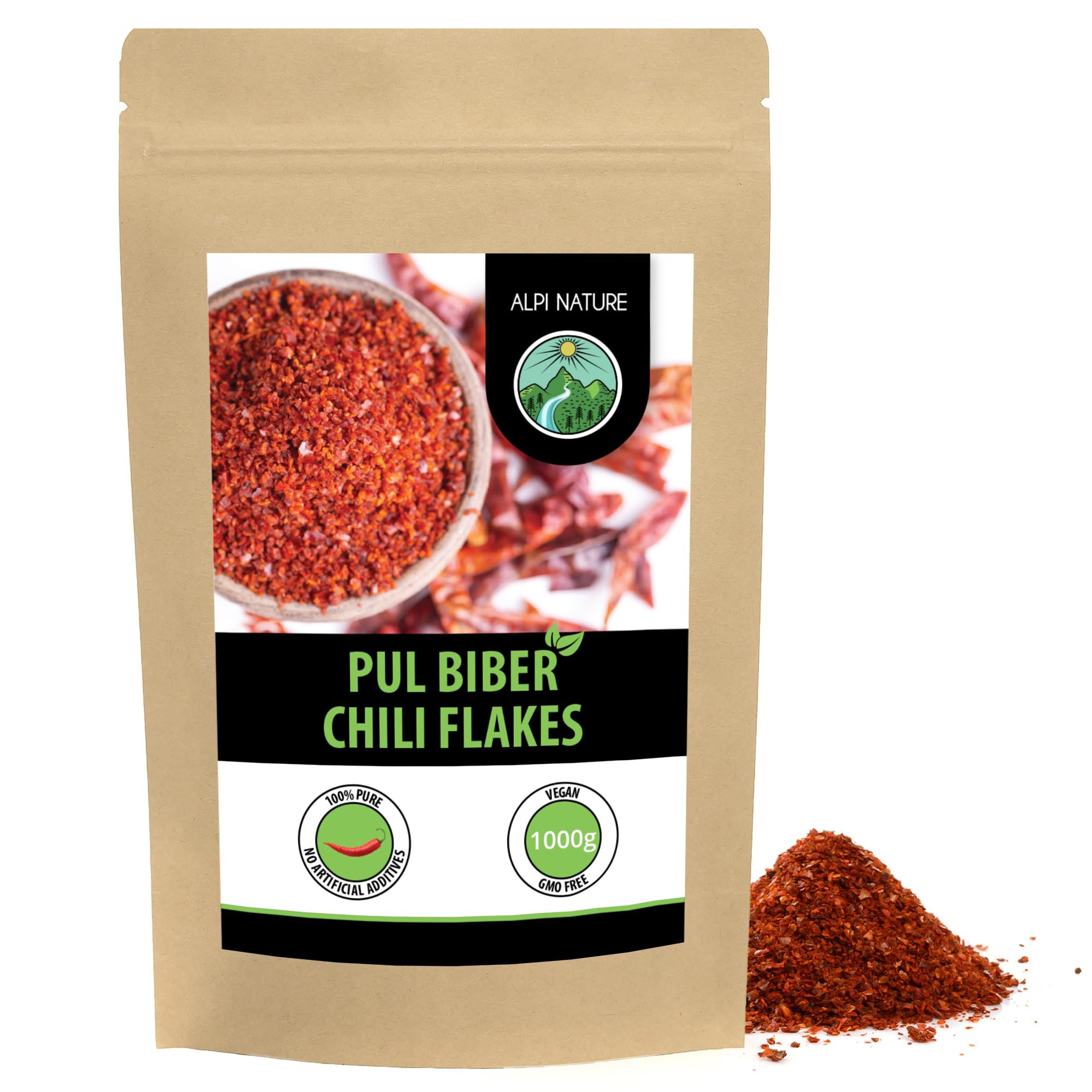 Alpi Nature Pul Biber 1kg 2.2 lb, Pul Biber Chilli Flakes, Chilli Peppers Crushed for Cooking