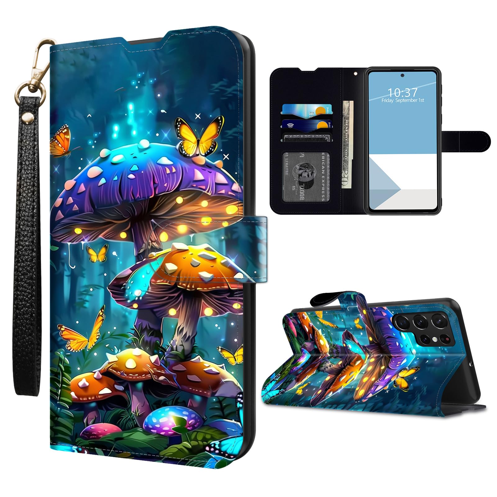 WZCJDHMJ for Samsung Galaxy S25 Ultra Wallet Case with Credit Card Holder Detachable Wrist Strap,Magnetic Flip PU Leather Phone Case for Samsung S25