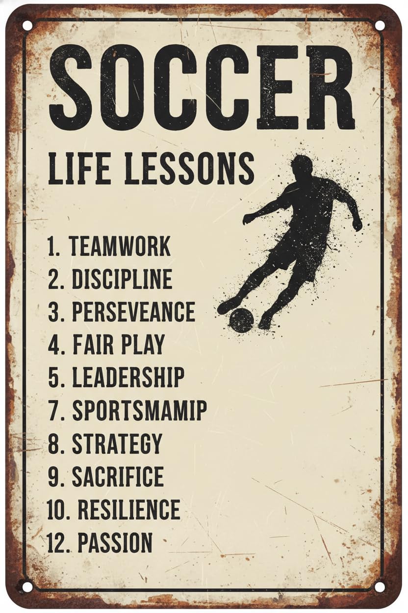 Inspirational Soccer Life Lessons Tin Sign, 8x12 Inch