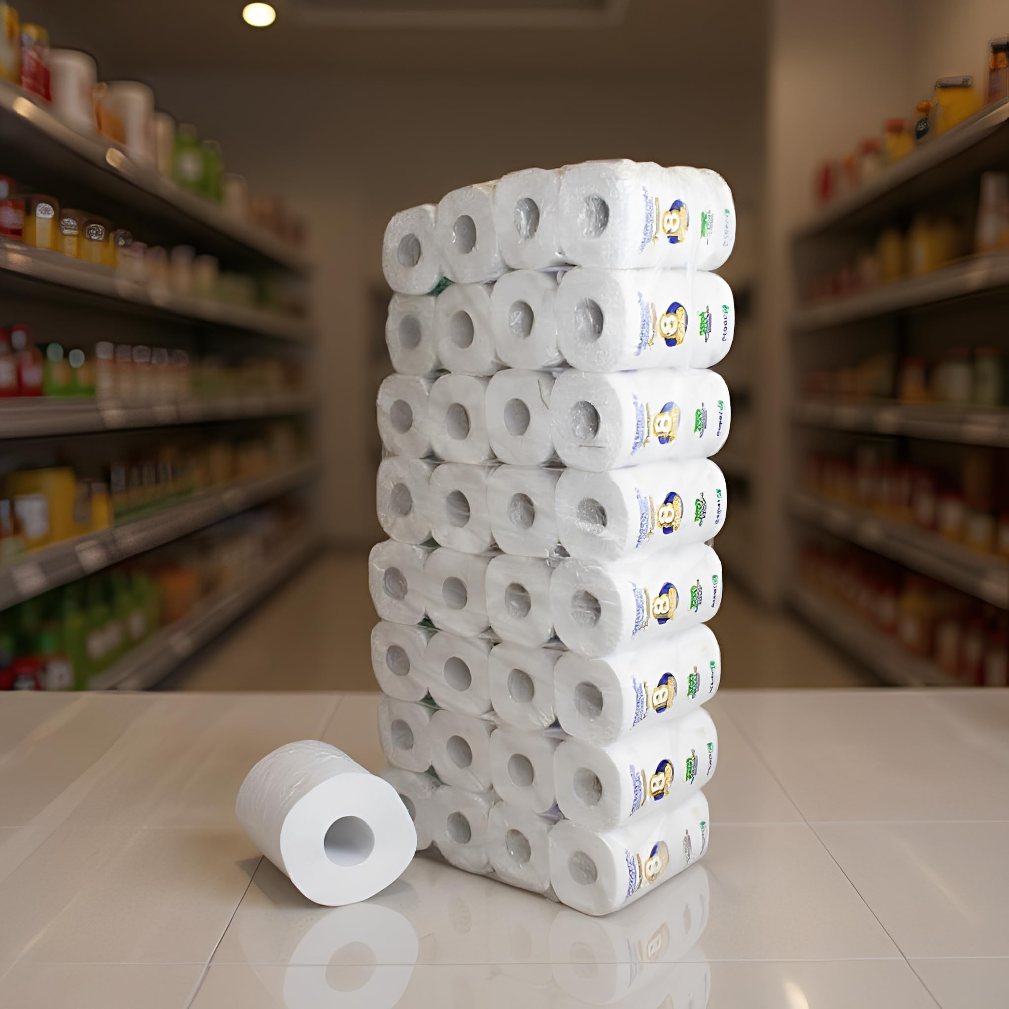 64 Rollen Premium-Toilettenpapier | günstige Großpackung | 3-lagig | je 250 Blatt | weich und saugfähig | 100% Recyclingpapier | Lieferumfang: 8 x 8 = 64 Rollen im Beutel