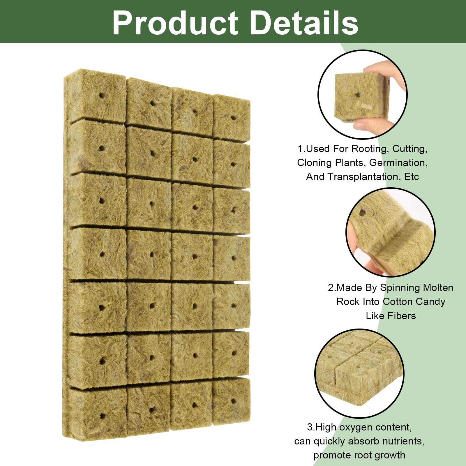 28 Cubi Di Lana Di Roccia 4x4x4 Cm Per Coltivazione Idroponica - Propagazione Piante E Talee - Foto 3