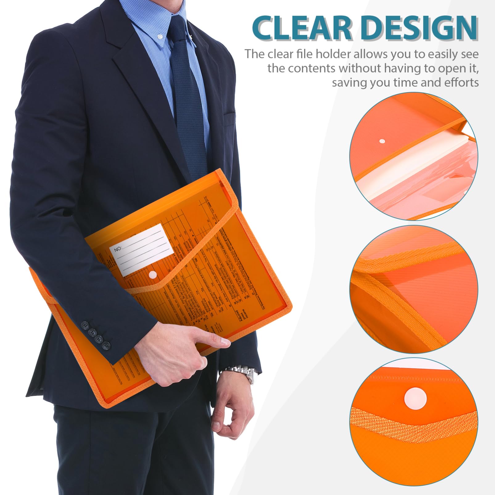Toyvian 7pezzi Buste in Plastica Trasparenti con Chiusura Bottone Formato per Documenti Organizer per Ufficio Scuola e Uso Domestico