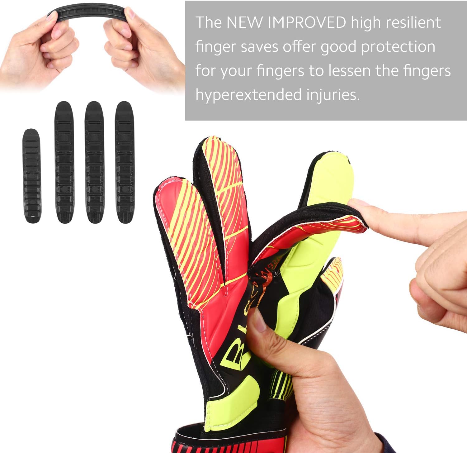 Goalie Gloves for Youth & Adult, Goalkeeper Gloves Kids with Finger Support, Black Latex Soccer Gloves for Men and Women, Junior Keeper Football Gloves for Training and Match, Size 7/8/9/10/11 : Sports & Outdoors
