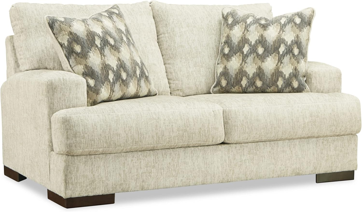 Beige Microfiber Track Arm Loveseat with Removable Cushions