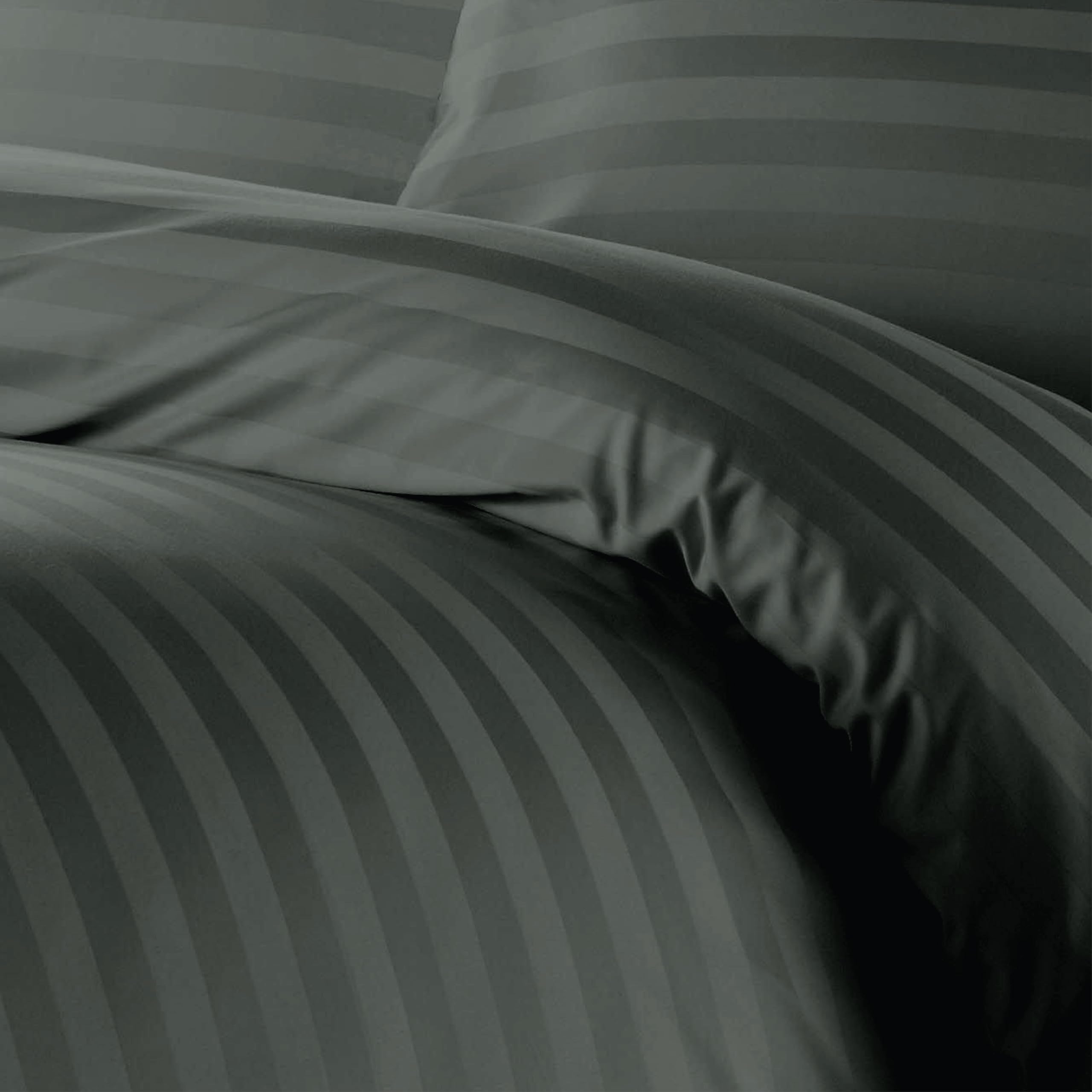 Ev Dekor® Double Duvet Cover Set Hotel Quality Stripes Satin Bedding Double Bed Set including 2 Pillowcases - Image 4