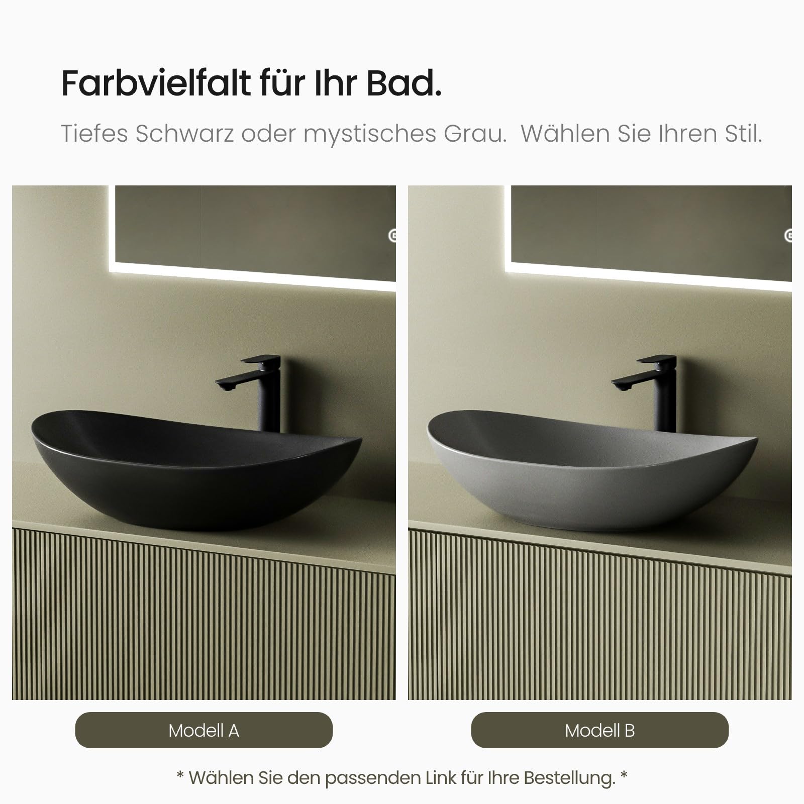 EMKE Aufsatzwaschbecken Design Waschbecken 61,9 x 36 x 15,7 cm Waschtisch Schwarz Matt, Handwaschbecken Oval, Waschbecken Bad für Badezimmer und Gäste-WC