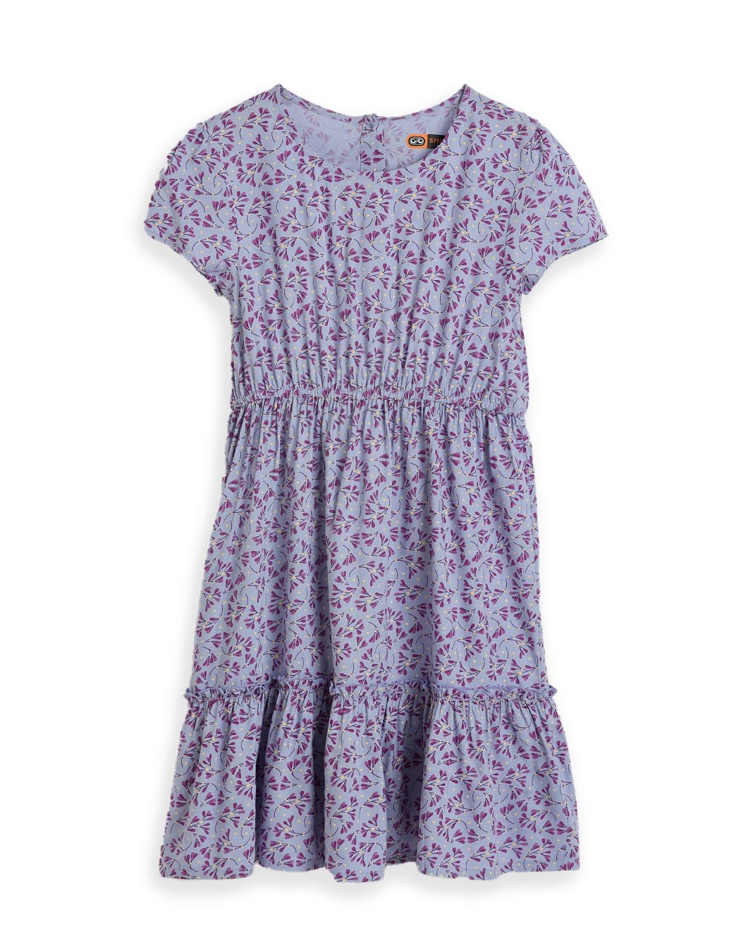 Amazon Brand - Symbol Kids Knee Length Printed Dress (KD-DRG-SS25-123_Lavender_10-12 Years)