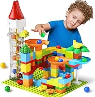 burgkidz Motorized Marble Run Toy with Elevator & Perpetual Motion Machine - 90pc STEM Building Kit for Kids 4-8