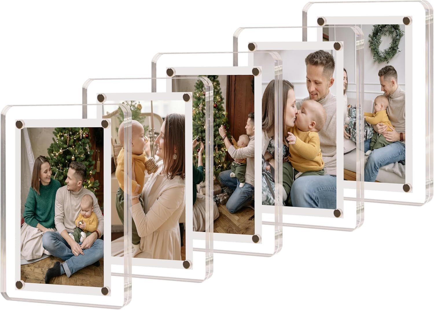 Ditya Crafts 6 Pack Acrylic Magnetic Photo Frames, Double-Sided