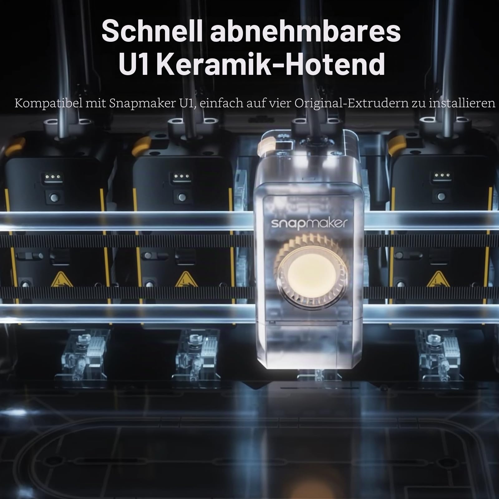 4PCS U1 Hotend 0.4mm Düse aus gehärtetem Stahl Compatible with Snapmaker U1 3D Drucker, Hotend mit Keramischem Schnellheiz-Extruder Ersatzset mit Düsenbürste, Silikonabdeckung und Auslaufschutz