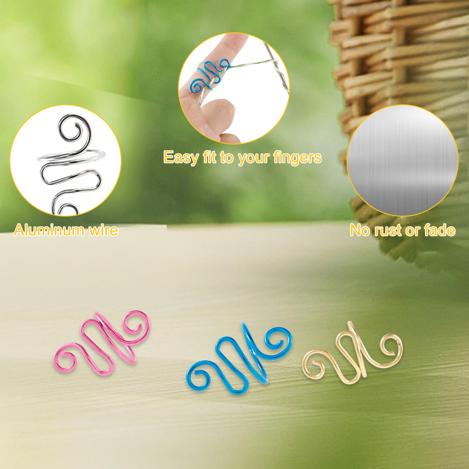 5Pcs Handmade Crochet Ring for Finger Crochet Tension Ring Yarn Tension Ring for Crochet Adjustable Knitting Crochet Ring for Crocheters Knitters Women Mom