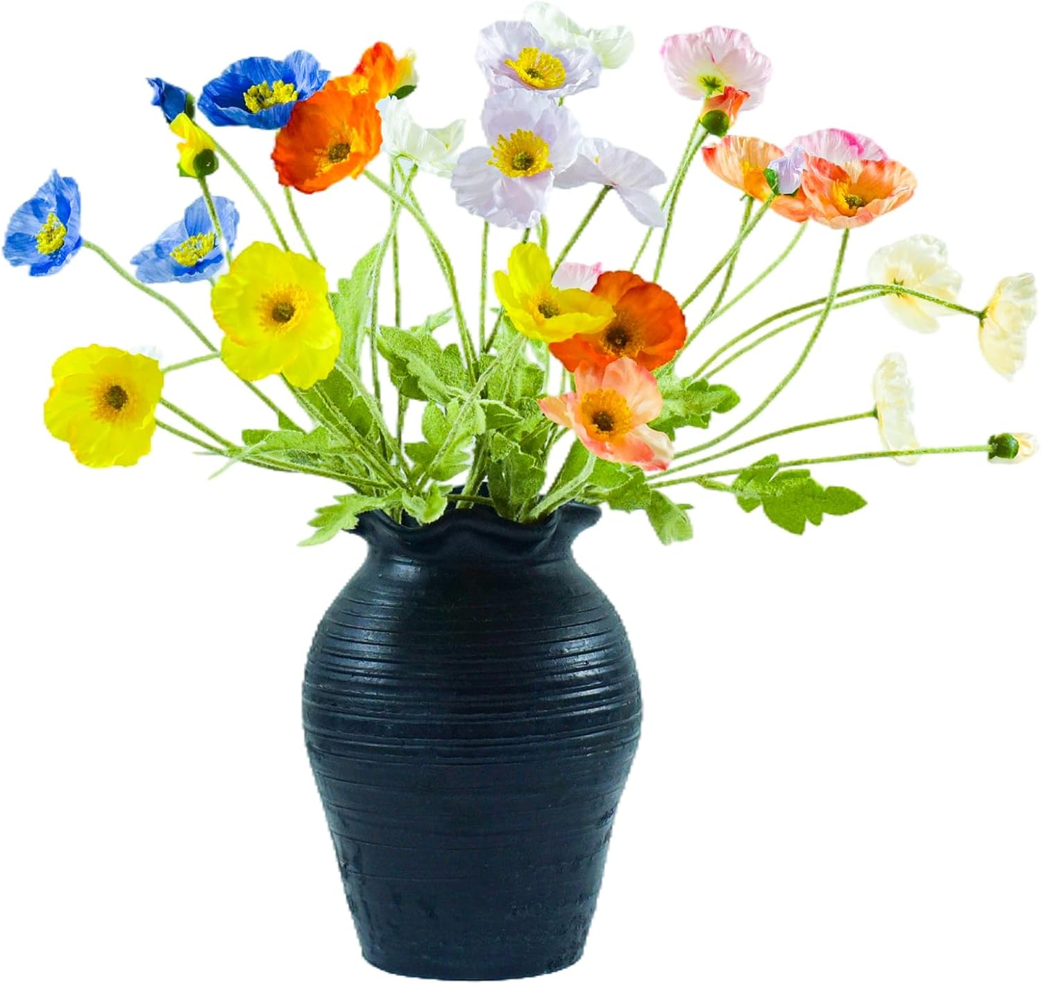 Artificial Poppy Flowers,8 Pcs Fake Silk Flowers for Home Decor,Wedding,Party Decoration, and Table Centerpiece Arrangement,Bendable Stems (Mixed Colors)