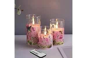 Pink Hummingbird Glass LED Candles with Remote, Flickering Flameless Candles