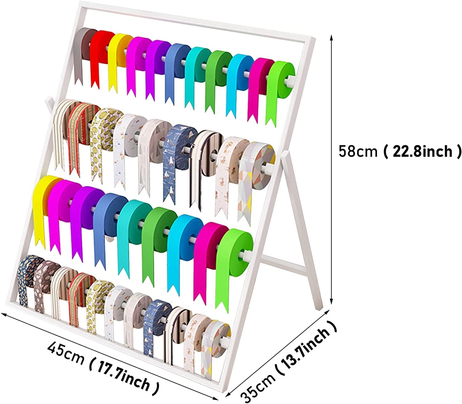 Organizador moderno para cintas, estante de exhibición para salas de manualidades, para carretes de cinta, almacenamiento de hilos para coser, acolchar, bordado, lazos para el pelo y envoltura de