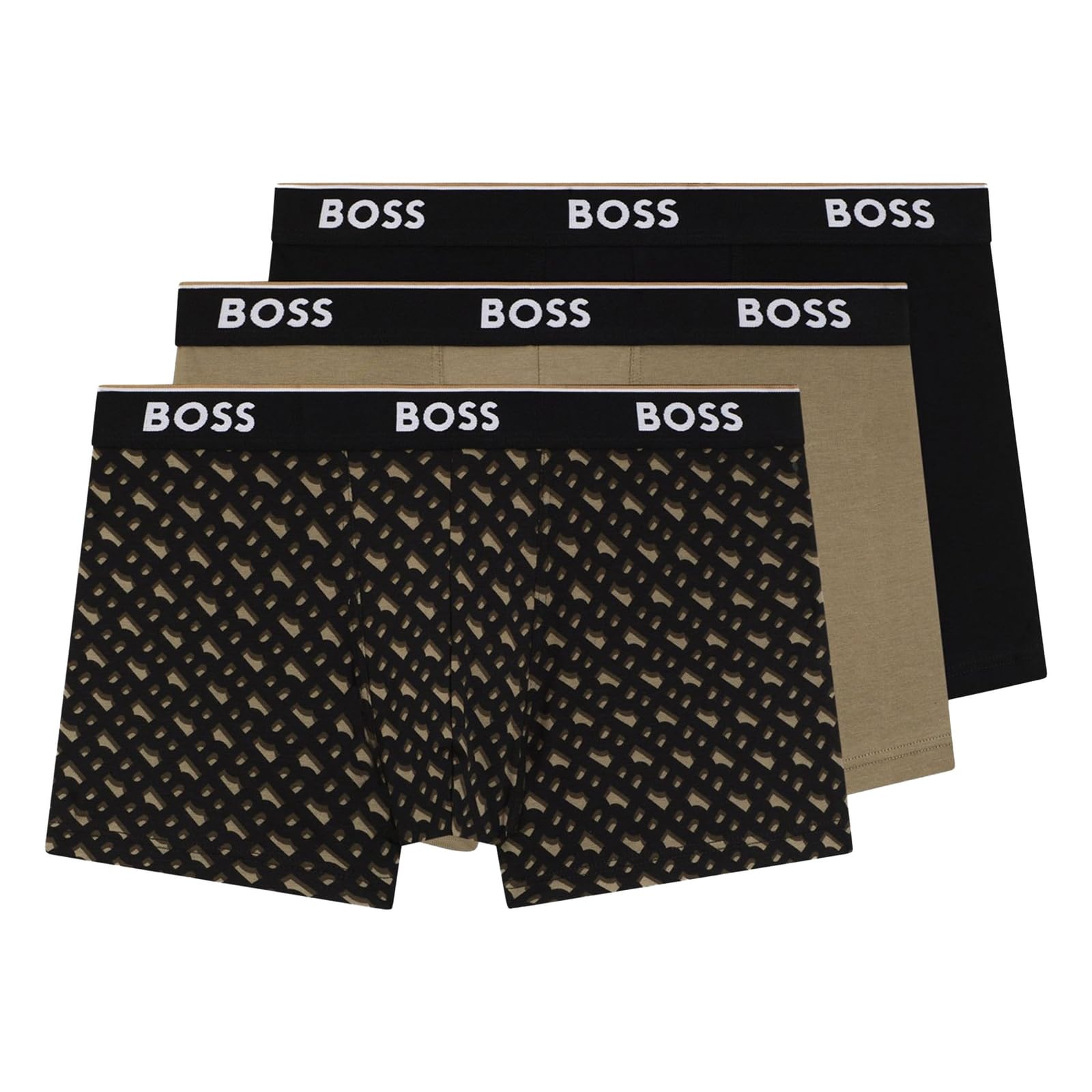 BOSS Herren Trunk 3P Power Desig Dreierpack eng anliegende Boxershorts mit kurzem Bein und Logo am Bund