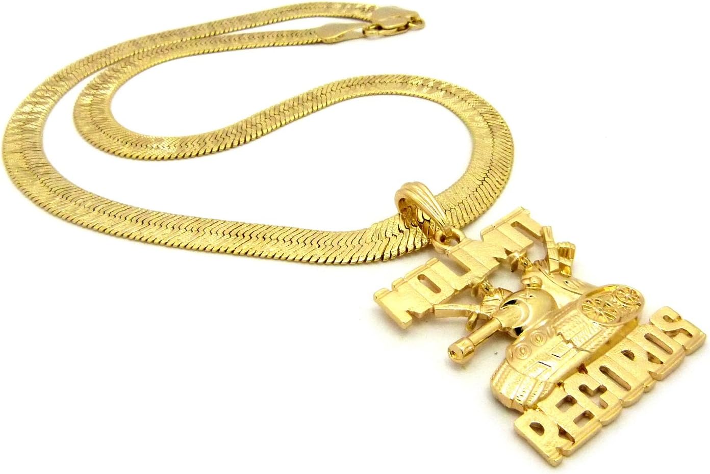 NEW NO LIMIT RECORDS PENDANT &9mm/20 HERRINGBONE CHAIN HIP HOP NECKLACE - RC1552G