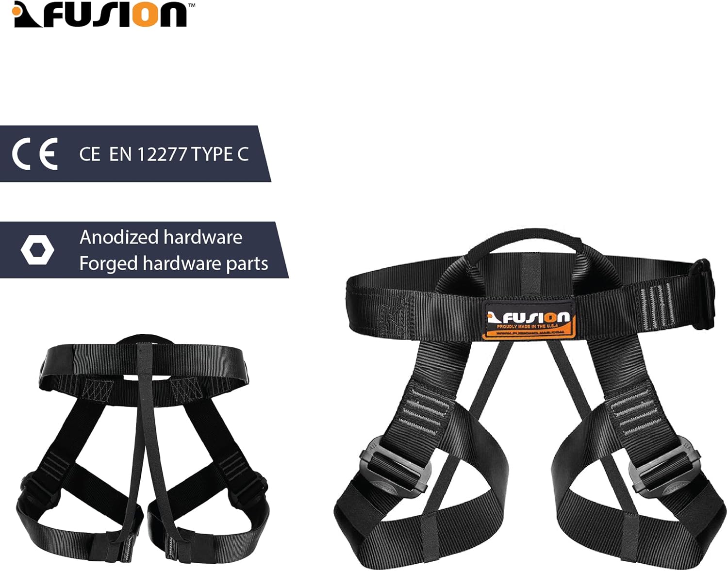 Fusion Climb Centaur Half Body Adjustable Harness, Half Body Harnesses for Fire Rescuing Caving Rock Climbing Rappelling Tree Protect Waist Safety Belts (TCH-107-2139-BLKGRY) : Sports & Outdoors