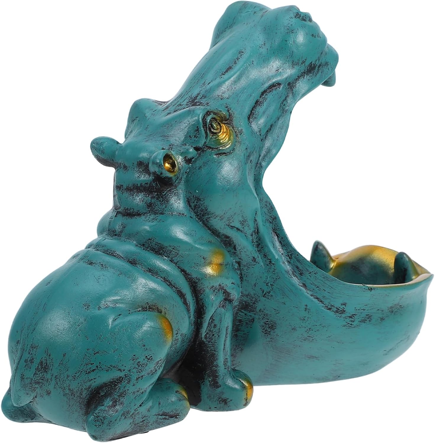 Luxshiny Adorable Hippo Statue Key Holder and Candy Dish Resin Decorative Bowl for Keys Living Room Office and Bedroom Storage Whimsical Home Decor