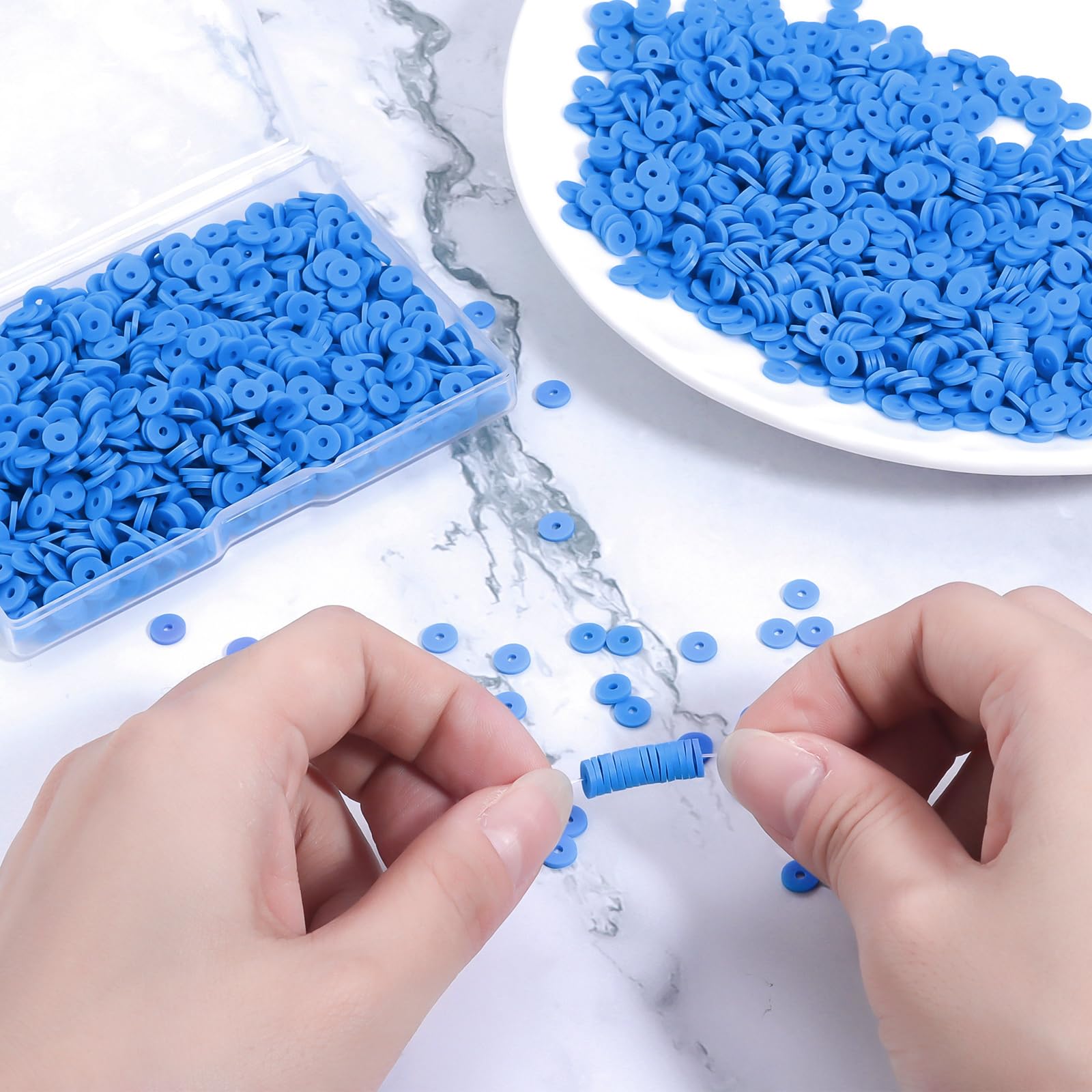 Hiswan Sapphire Blue Polymer Clay Beads, 6mm Heishi Bead for Jewelry Bracelets Necklace Making 1000PCS, Small - Image 2