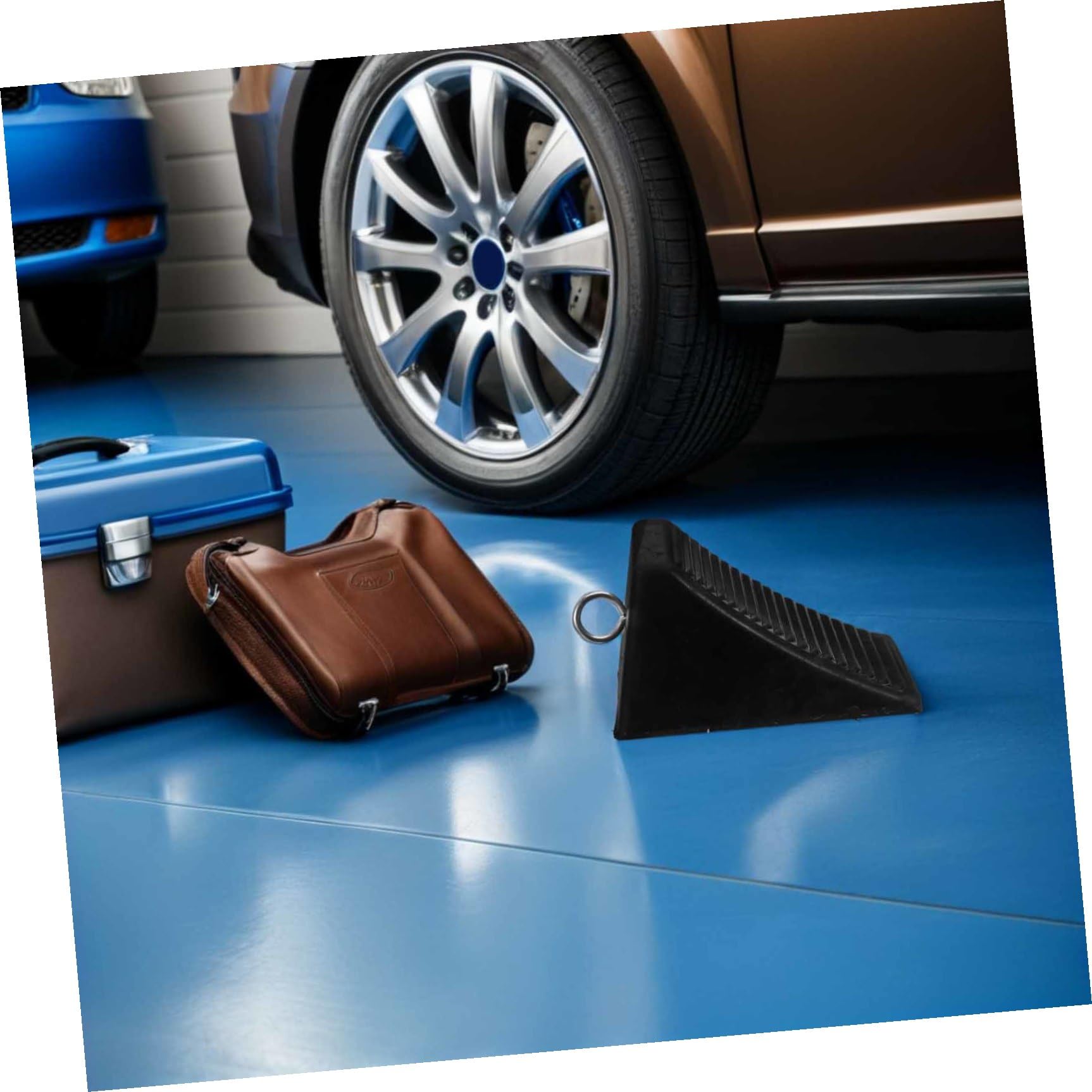 Healvian 2 calzos para Ruedas: Calzos de Goma para Ruedas de Coche con Anillo – Tope de estacionamiento para vehículos, Camiones y remolques.