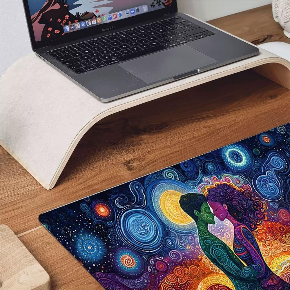 Podkładka pod mysz dla graczy, 1600x800mm XXL podkładka pod mysz do gier duża, zmywalna klawiatura biurowa mata antypoślizgowa gumowa wodoodporna, szyte krawędzie, komputer dla gracza PC, abstrakcyjna