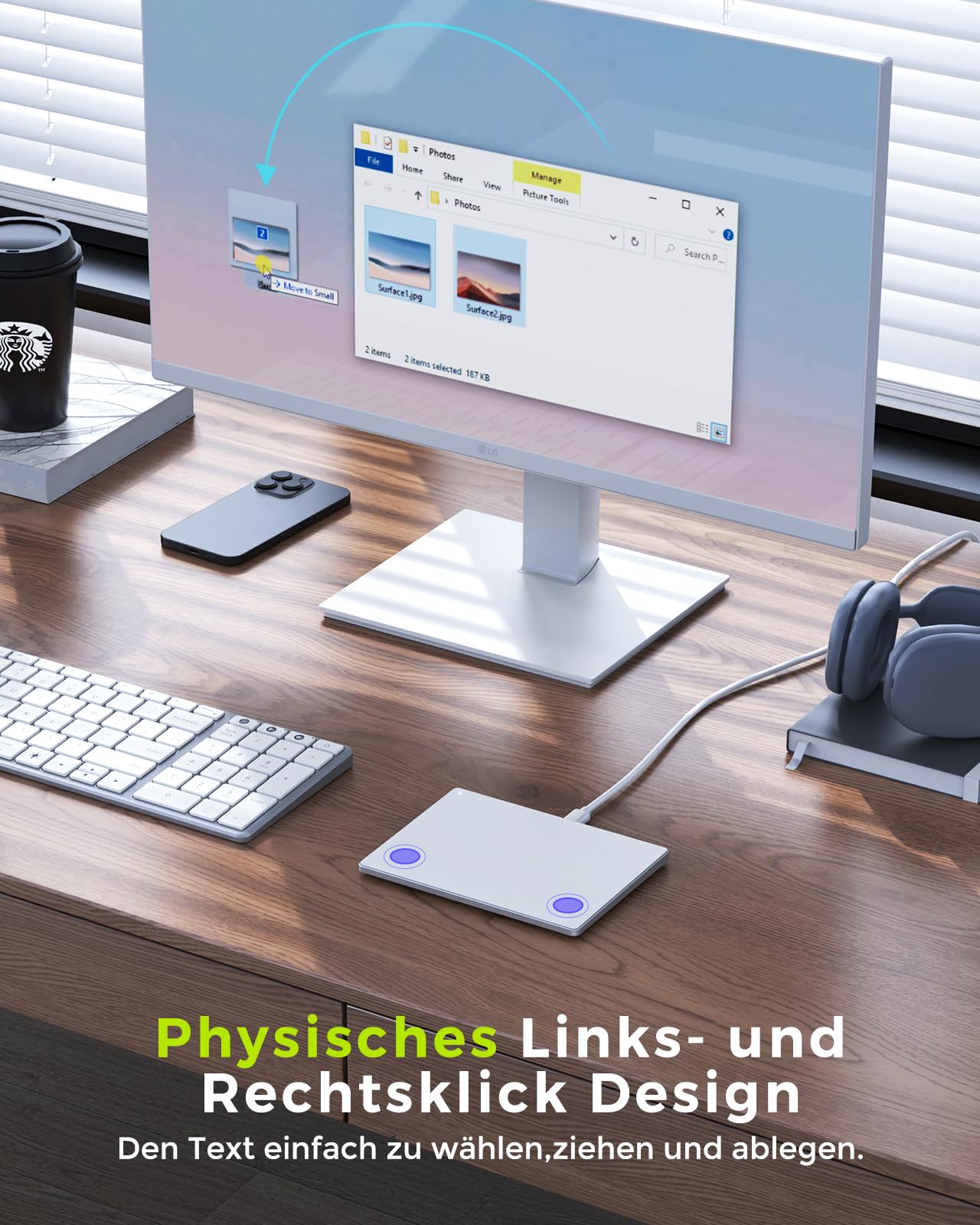 Touchpad PC Windows - Trackpad Cablato Con Vetro Temperato, Base Alluminio E Controlli Multi-Touch Per Windows 10/11 - Nero - Foto 10