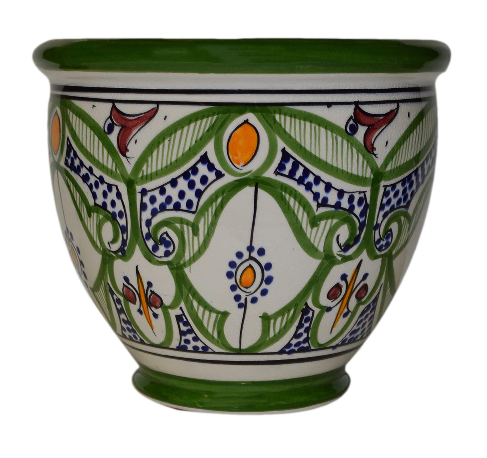 Pot de Fleurs Marocain Fait Main en Céramique Multicolore avec Drainage