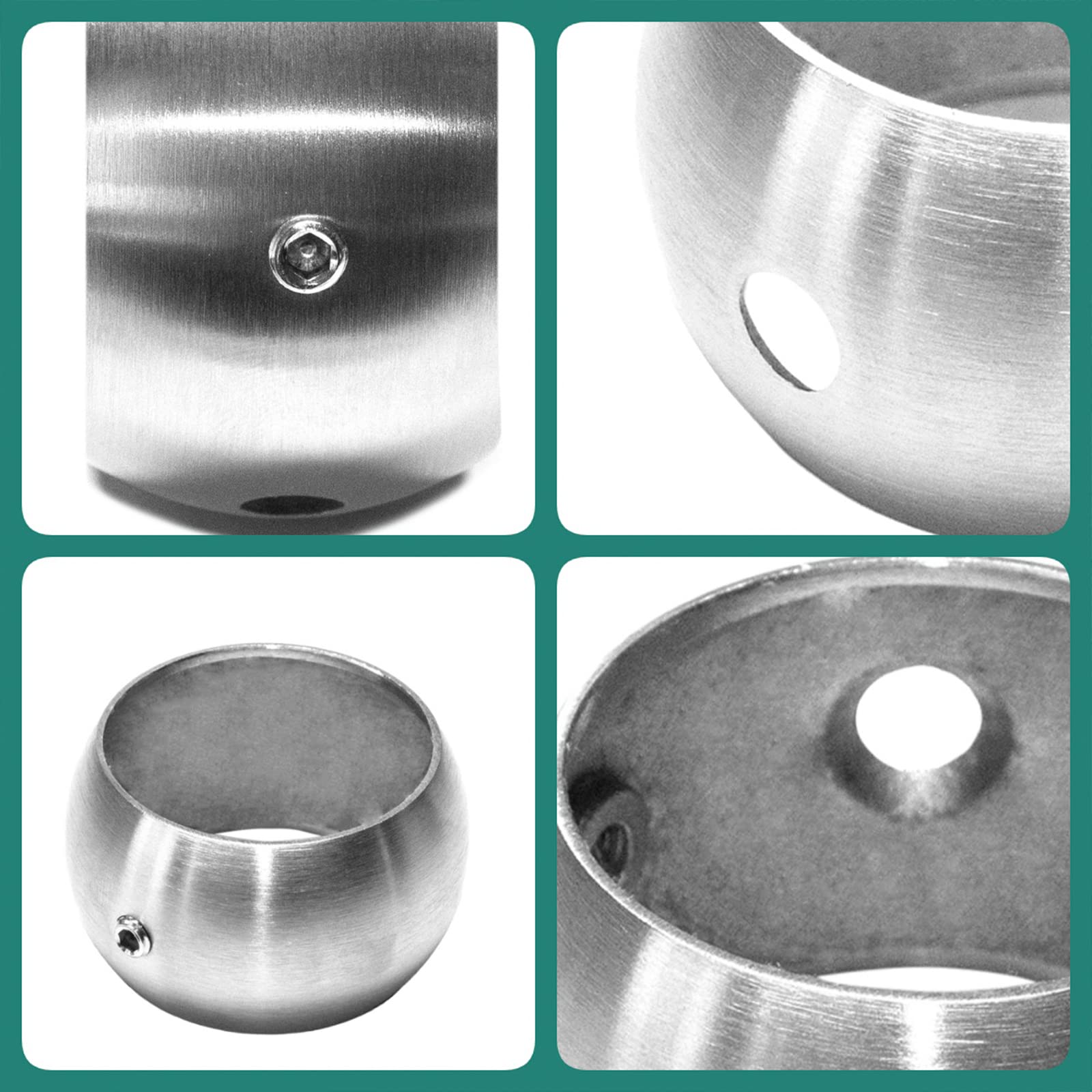 PRIOstahl Kugelring Handlaufhalter Rundrohr Stütze Halter Rohrhalter Ring Handlaufstütze - 6 x Ring Ø 42,4mm für Handläufe Treppengeländer Geländerbau Balkon Terasse aus Edelstahl V2A