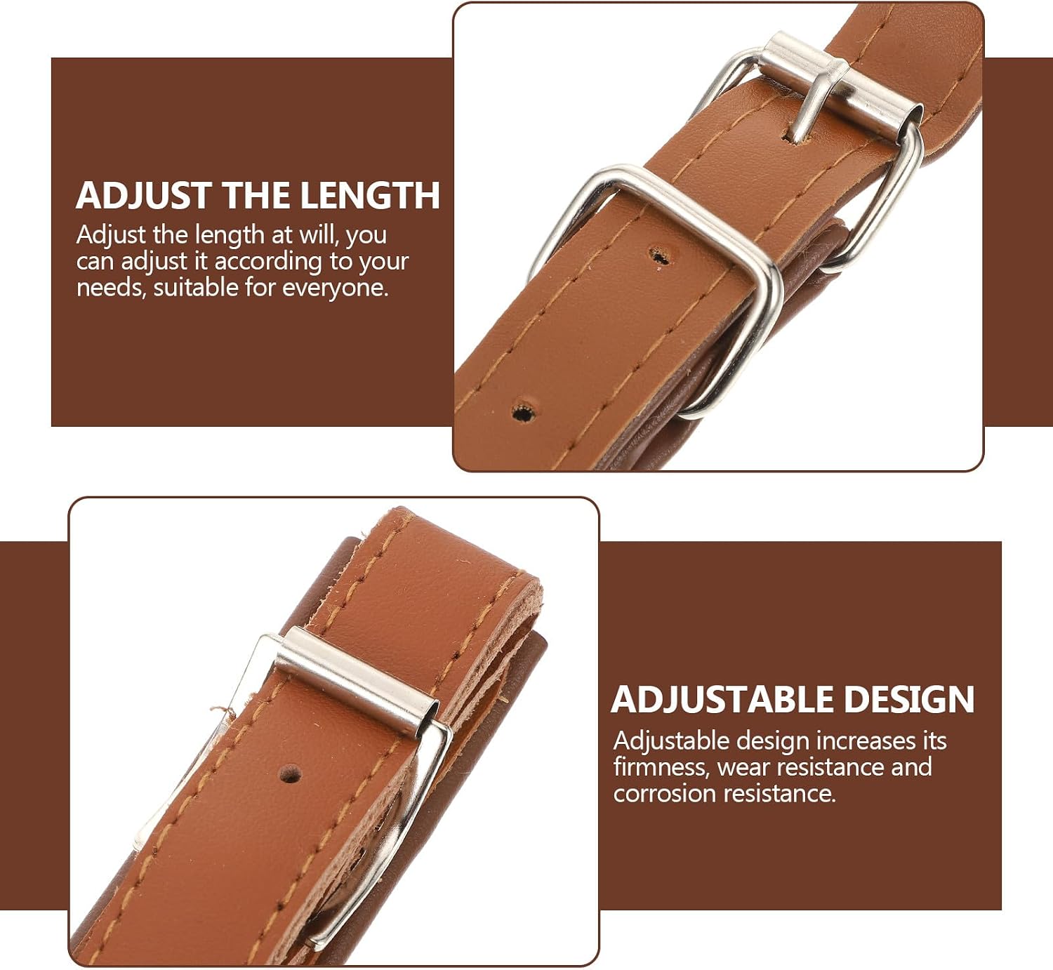 Ciieeo 2pcs Adjustable Bass Accordion Straps 83-110cm, Coffee Color Pu Shoulder Belts Musical Instrument Accessories for 16-120 Bass Accordions