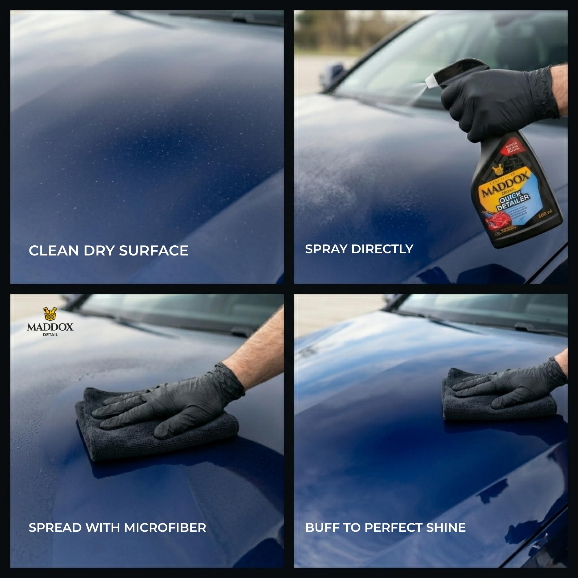 Maddox Detail - Cera Abrillantador y Protector Hidrofóbico para Coche | Efecto Brillo Intenso y Tacto Sedoso | Protección Intensa para Pintura | Mantenimiento entre Lavados | Quick Detailer 500ml