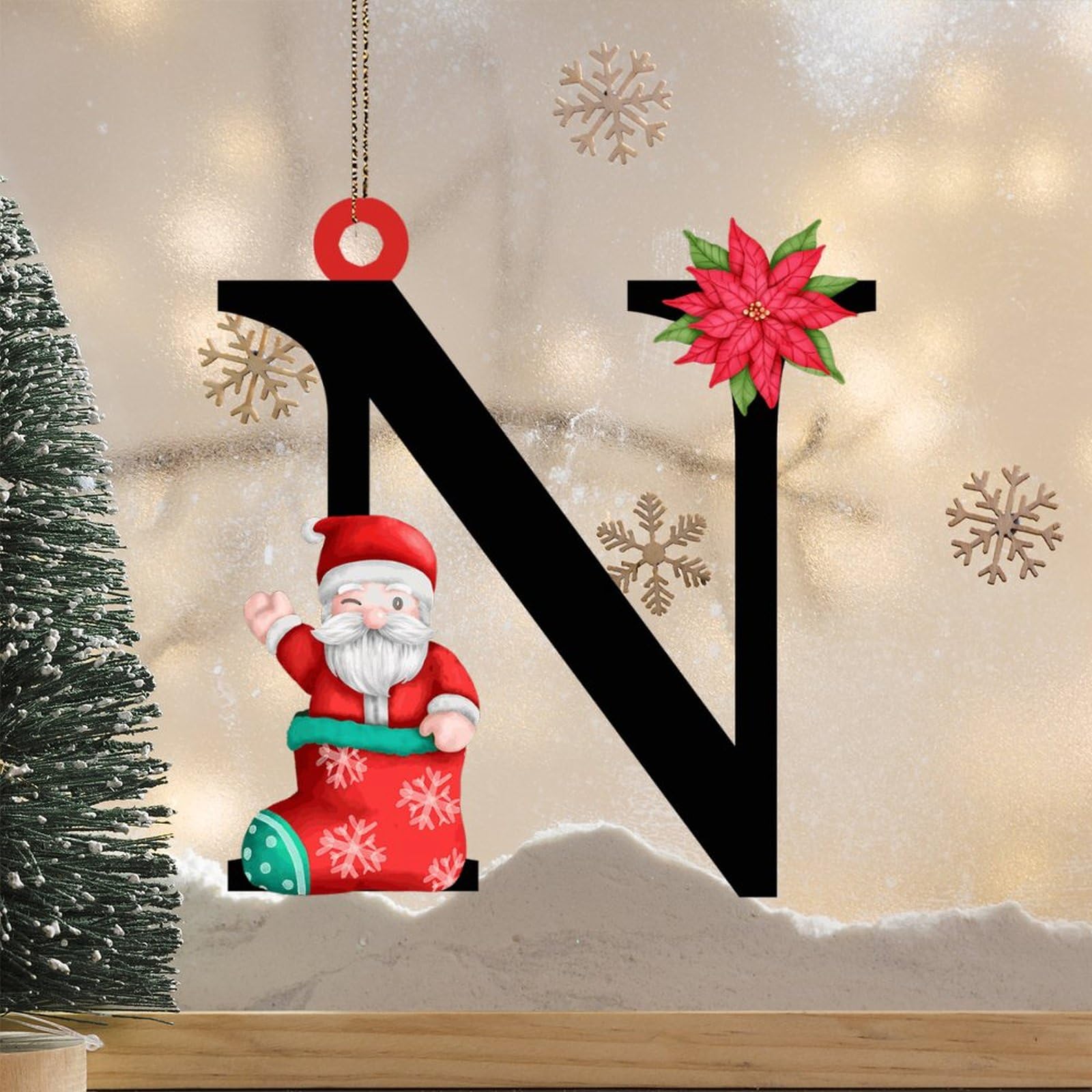 Décoration Sapin Noël En Acrylique - Lettres De A à Z Avec Motifs Festifs