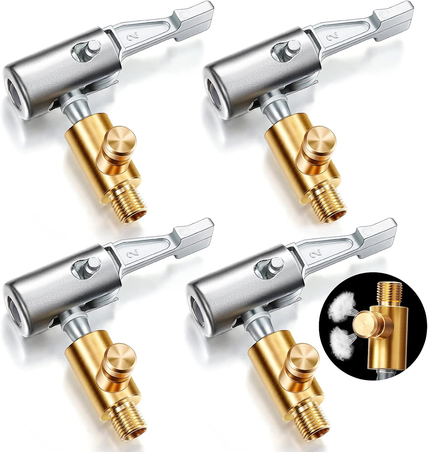 Frienda 4 Pack Tire Air Chuck Inflator Hose Adapter Locking