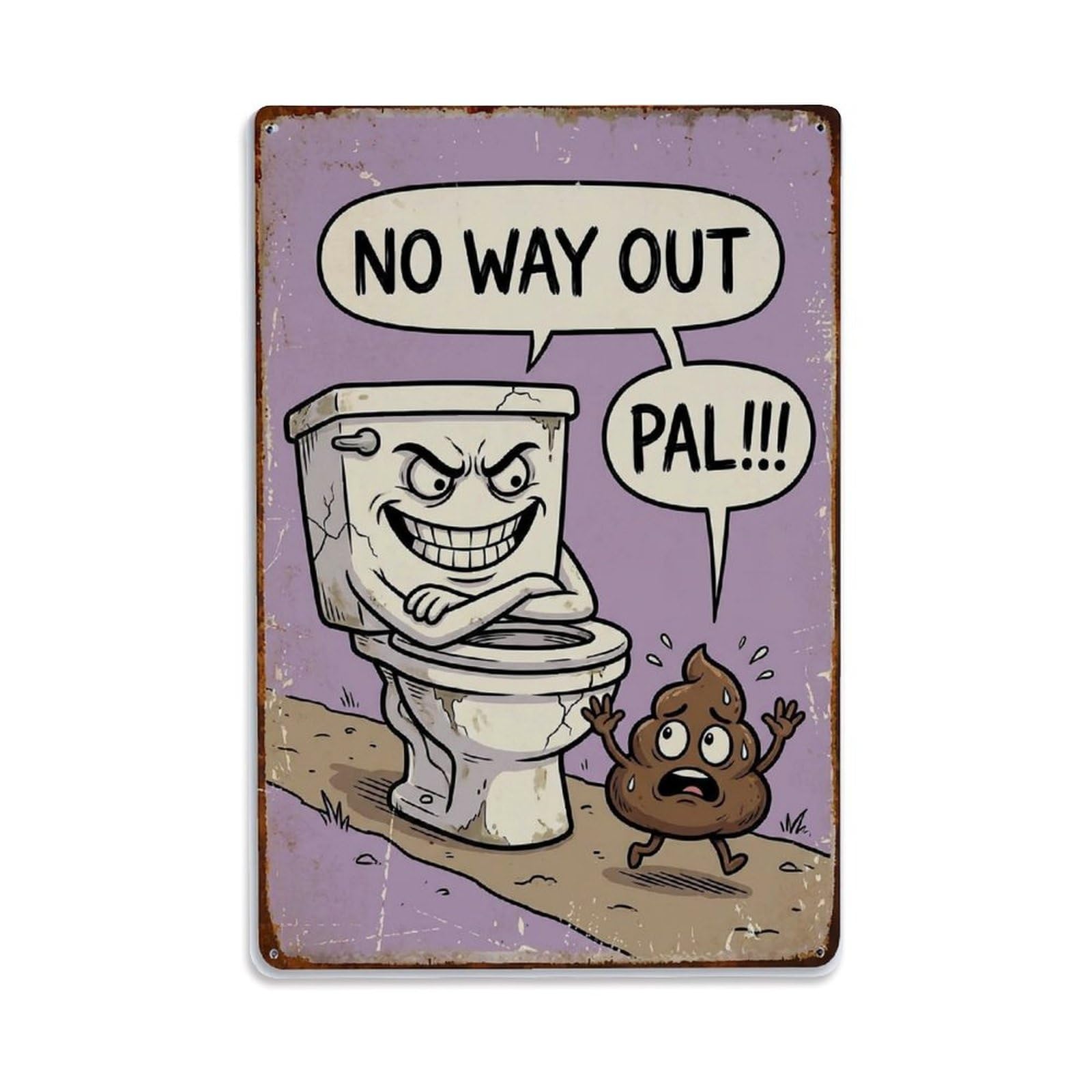 No Way Out Pal Funny Vintage Humorous Toilet Metal Tin Sign