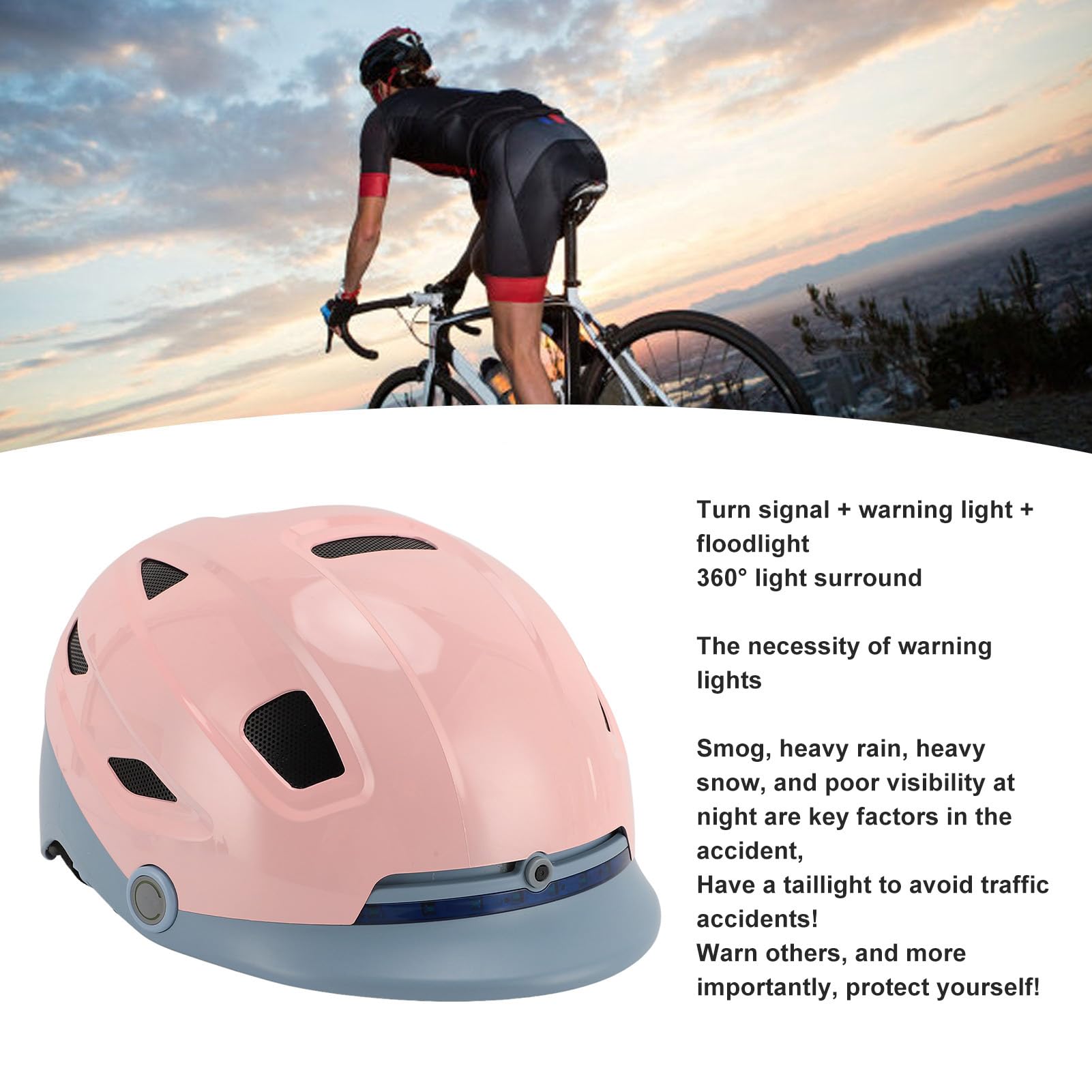 Fahrradhelm mit Bluetooth, Intelligenter Fahrradhelm für Erwachsene, Männer und Frauen mit Integrierten Lautsprechern, Intelligenter Helm mit Weitwinkellicht, Warnlicht,