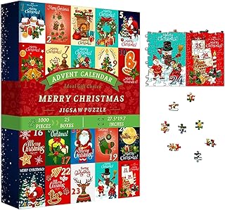 Christmas Advent Calendar Puzzle, Advent Calendar 2023 Christmas Jigsaw Puzzle, 1000PCS 2023 Christmas Countdown Calendars Puzzle, 24 Boxes Puzzles For Countdown To Christmas Home Decoration