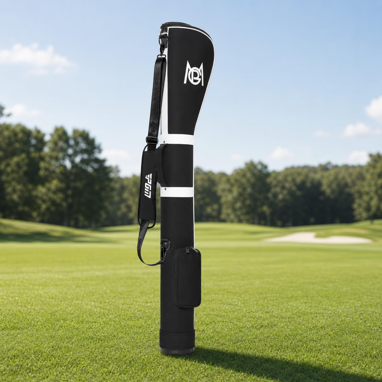 Wasserdichte Golfbag für Driving Range, leichte Golftasche 126cm, Retro Golf Pencil Schultergurt, für schnelle Golfrunde, black-and-white