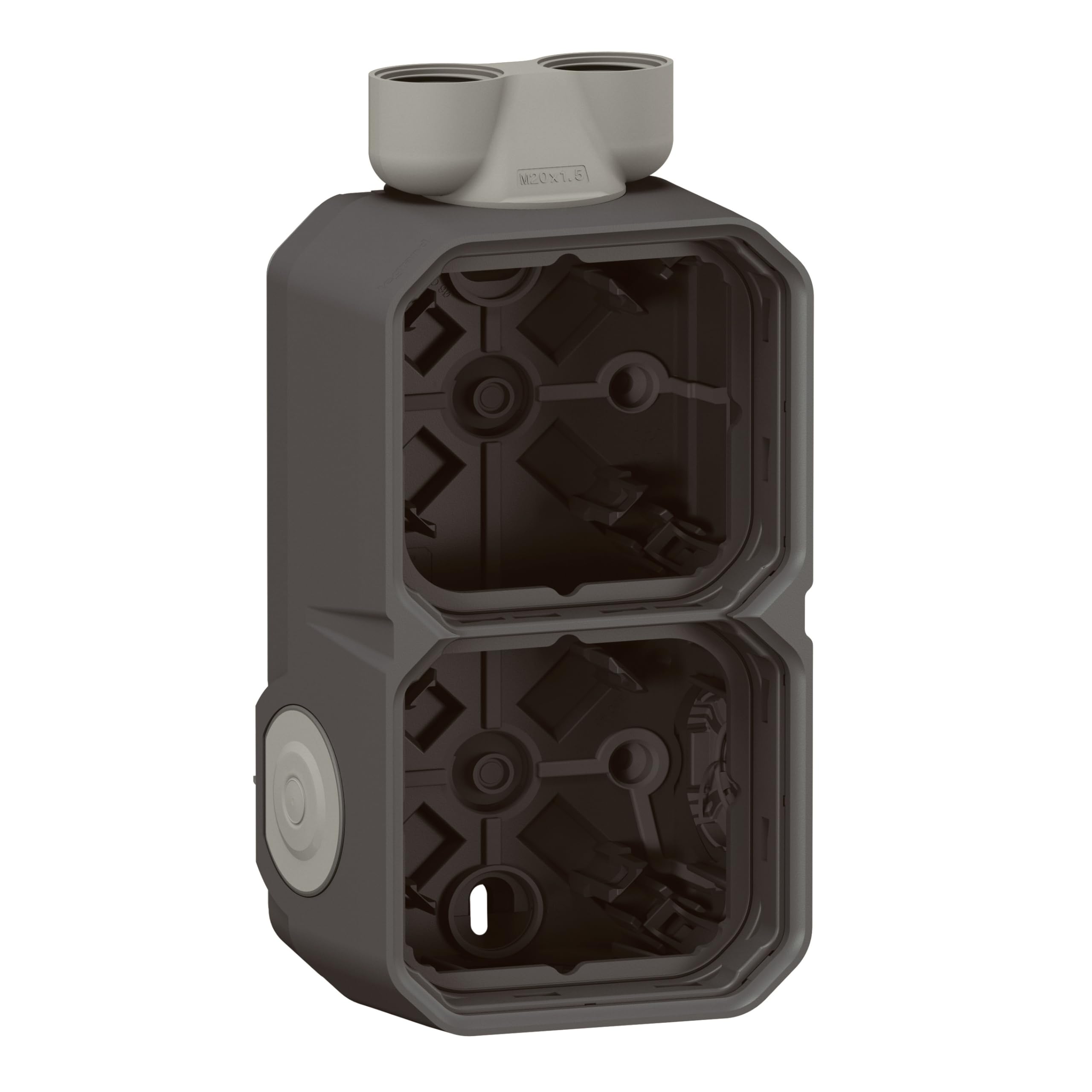 LEGRAND, Plexo 069610L Wet Room Surface-Mounted Box 2-Way Surface-Mounted Housing 2 Membranes 2 ISO 20 Cable Access Horizontal and Vertical Installation Anthracite