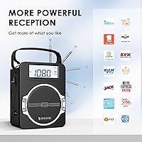 Vista 2 de Radio Portátil AM FM Radios Digitales Reloj con Bluetooth 5 Vatios Altavoz Fuerte Radios Recargables AM FM Radios Enchufables en la Pared Operadas