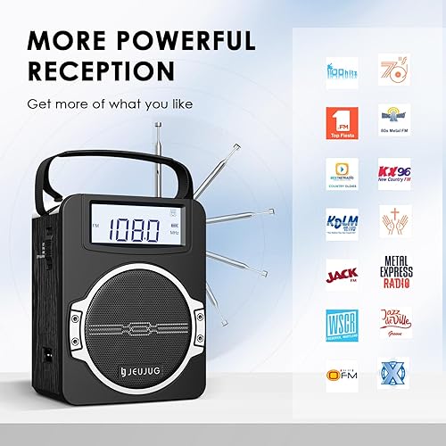 Miniatura 2 de Radio portátil AM FM Radios digitales reloj radio con Bluetooth 5 vatios altavoz recargable AM FM Radios enchufe en la pared funciona con pilas,