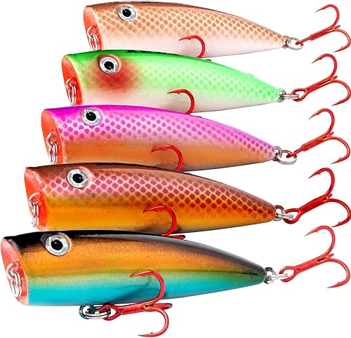 XBLACK Fishing Lures Set Minnow Crankbaits Pencil Jointed Popper VIB Lures Fishing Lures Kit 5PCS for Bass Trout in Saltwater and Freshwater, XBLACK