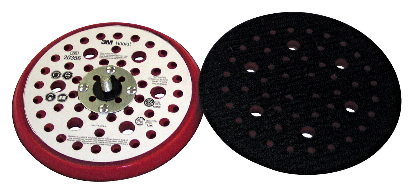 3M Hookit Clean Sanding Low Profile Disc Pad 861 Plus, 20465, 6 in x 3/8 in x 5/8 in CH x 5-16/24 in External 53 Holes Red Foam