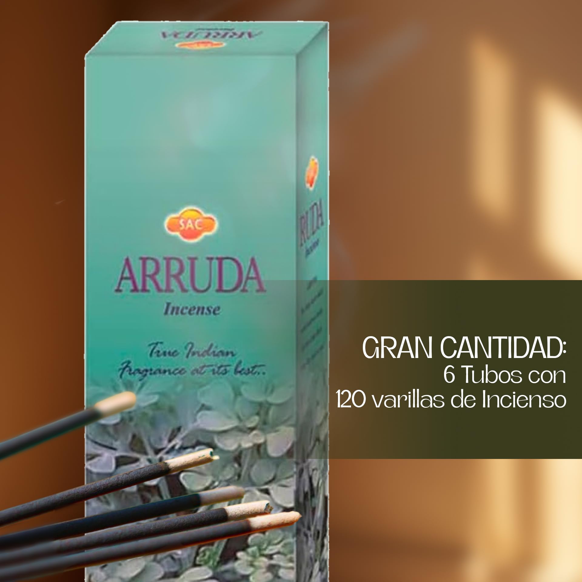 Aromasenses Incienso de Ruda Hexagonal Caja 6 Tubos 20 Varillas Fragancia Herbal Protectora