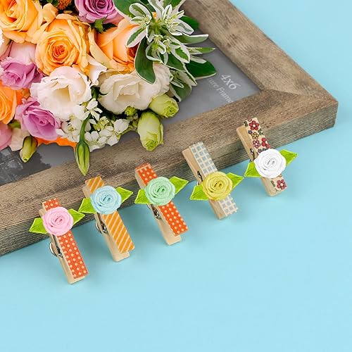 Miniatura 4 de BENBO - Mini rosas de cinta para manualidades, 200 unidades, pequeñas flores de tela artificial con hojas, pequeñas rosetas, apliques de flores de