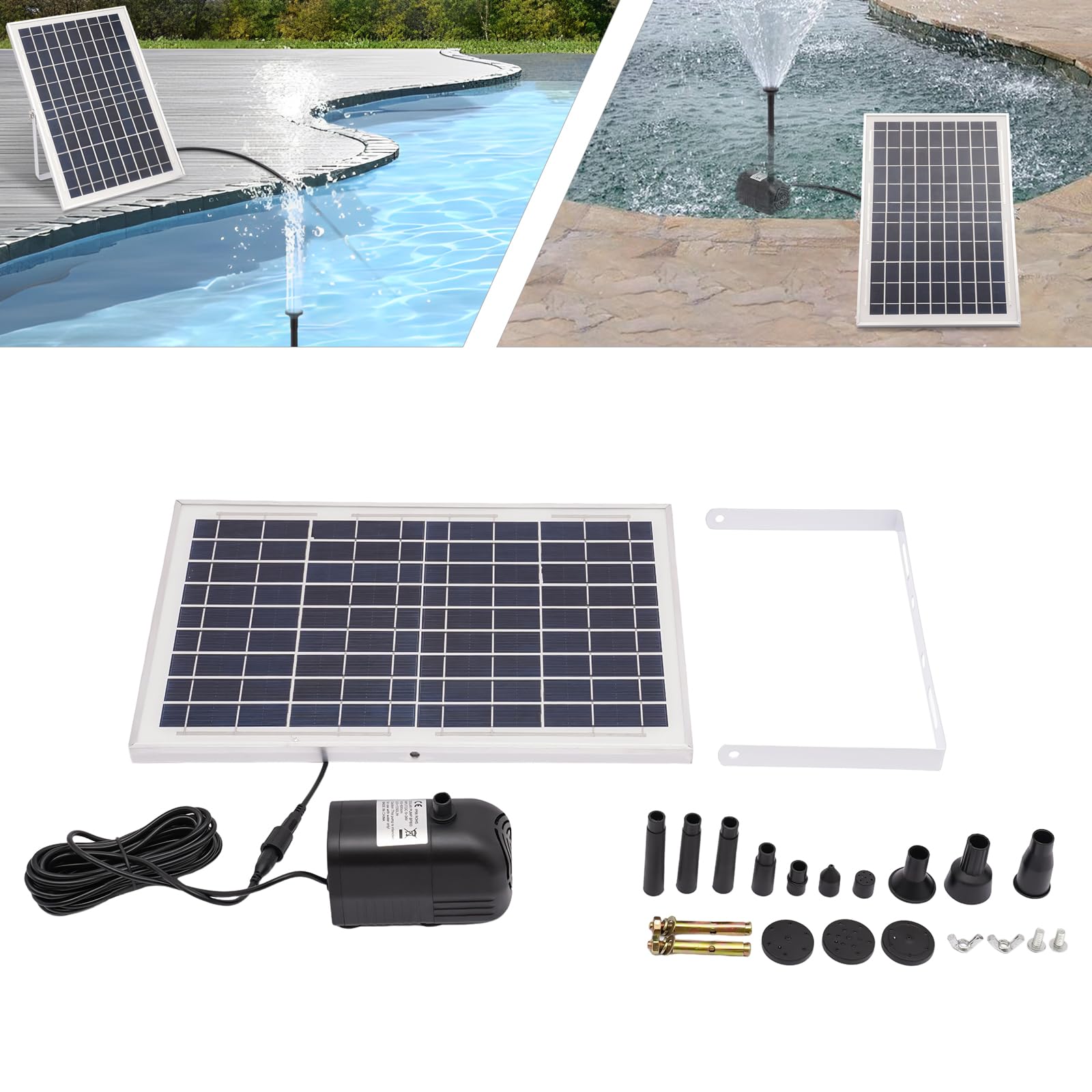 Pompa solare per laghetto, 10 W, a energia solare, autoportante, per esterni, moderna pompa solare per giardino, stagno, contenitore per pesce, altezza massima 1,5 m